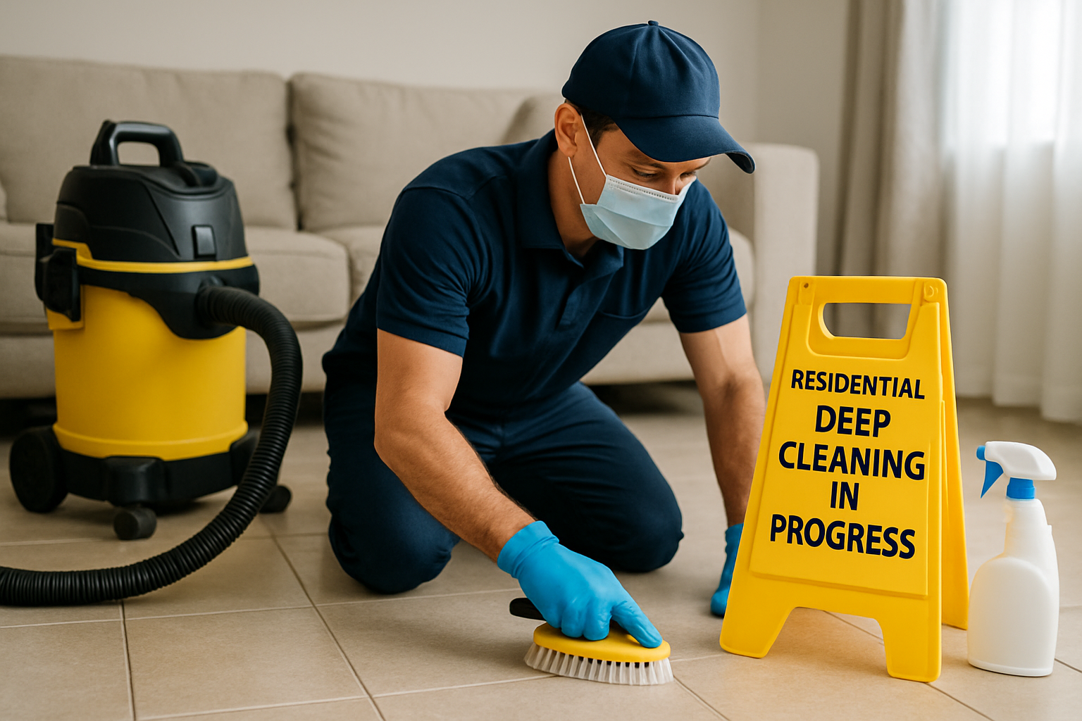 Residential deep cleaning in progress